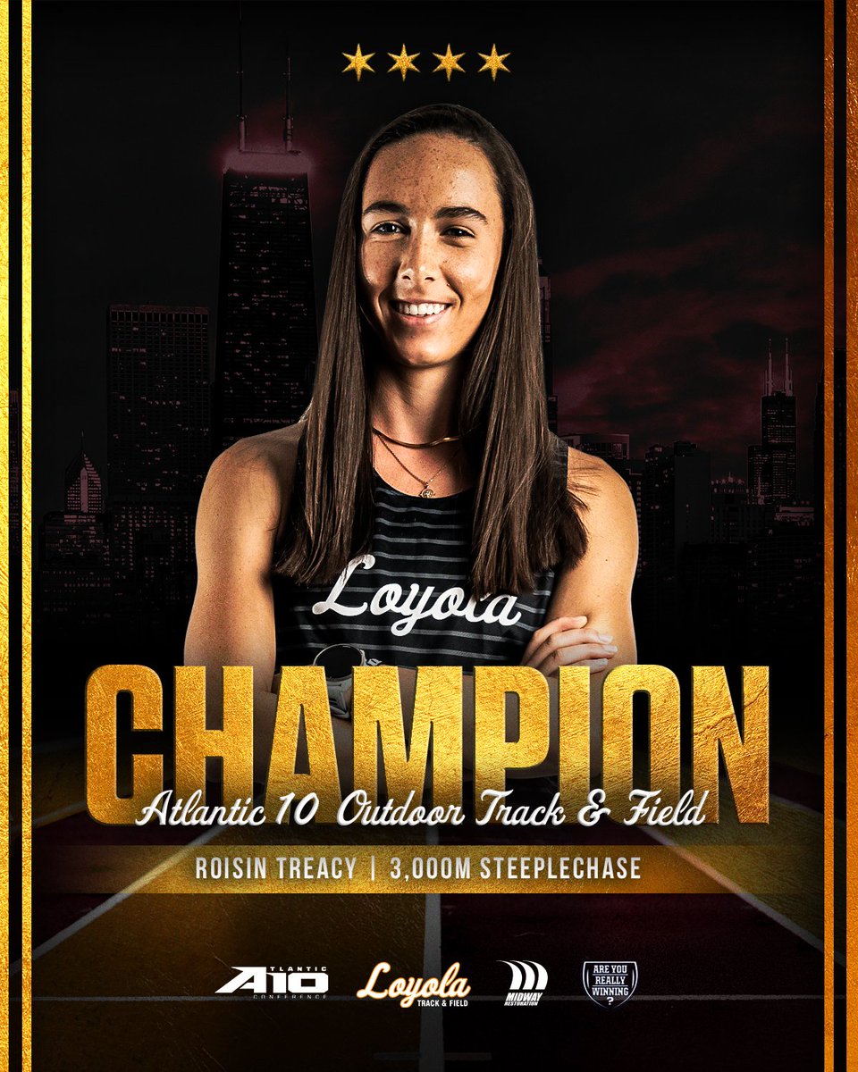 Golden moment for Roisin Treacy! 🥇 She takes the 3K steeplechase title at the Atlantic 10 Outdoor Championships!