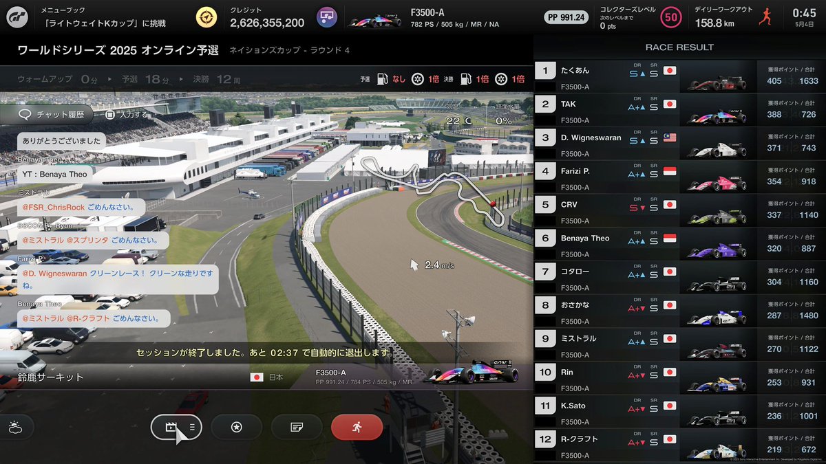 tkmlx's tweet photo. Nations Cup 2025 Rd.4
slot1. Q5→R3 359pts
slot2. Q7→R4 336pts
slot3. Q4→R2 388pts
#TKBWIN #gtws https://t.co/8GwbPjwIsk