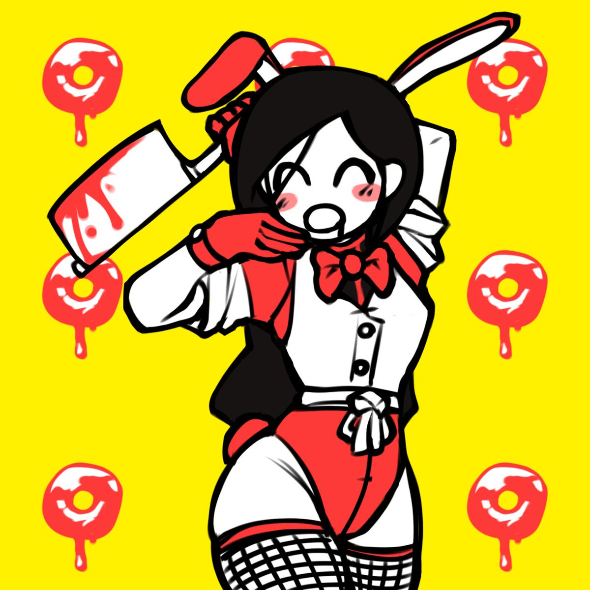 PT4OLKA's tweet image. I was given a request to make a girl from Butcher Vanity in a rabbit costume (like Rabbit Hole) 
Sooo I made this funny costume🥵 #butchervanity #RabbitHole