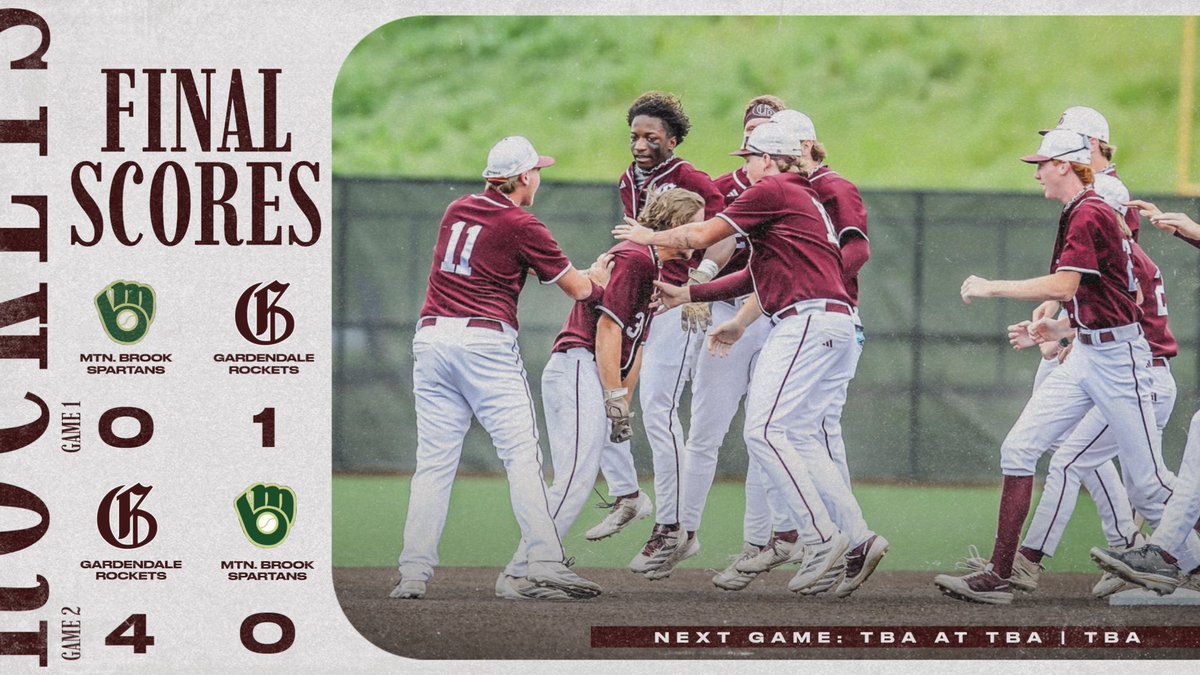 ROCKETS SWEEP THE SPARTANS AND ARE HEADED TO THE SEMIFINALS!!! Next up: we will travel to the winner of the Hartselle/Pell City series. #HailtheDale