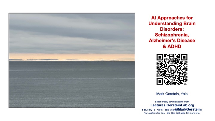 MarkGerstein's tweet image. Posting my talk on Tue. at @UCI_NeurCircuit (hosted by @JingZhang_bio) lectures.gersteinlab.org/summary/SCZ-AD… . Lots of slides on using AI approaches for Schizophrenia, Alzheimer's & ADHD, including some new ones on analyzing AD imaging.