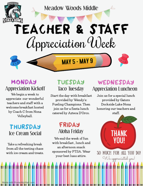 This week, we show extra appreciation to our Heroes. Thank you for making Meadow Woods Middle School a place of Academic Excellence and a safe haven for students. Your commitment to building the leaders of the future, is forever a legacy of greatness.  #teachershavesuperpowers