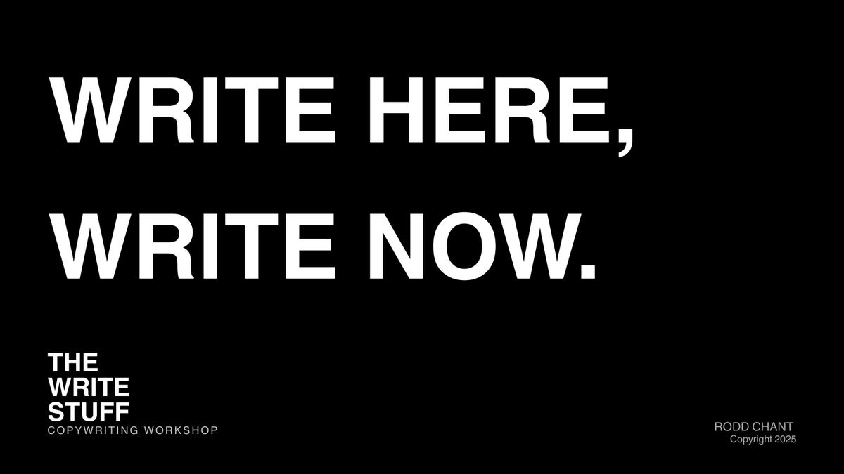 roddchant's tweet photo. Want to develop better copywriting and idea generation skills?

My copywriting workshop, The Write Stuff, can help.

Details in the link. 👇
https://t.co/9wuhYx1HVs

#copywriting #Advertising #creativity https://t.co/Q7U0Dt9LUs