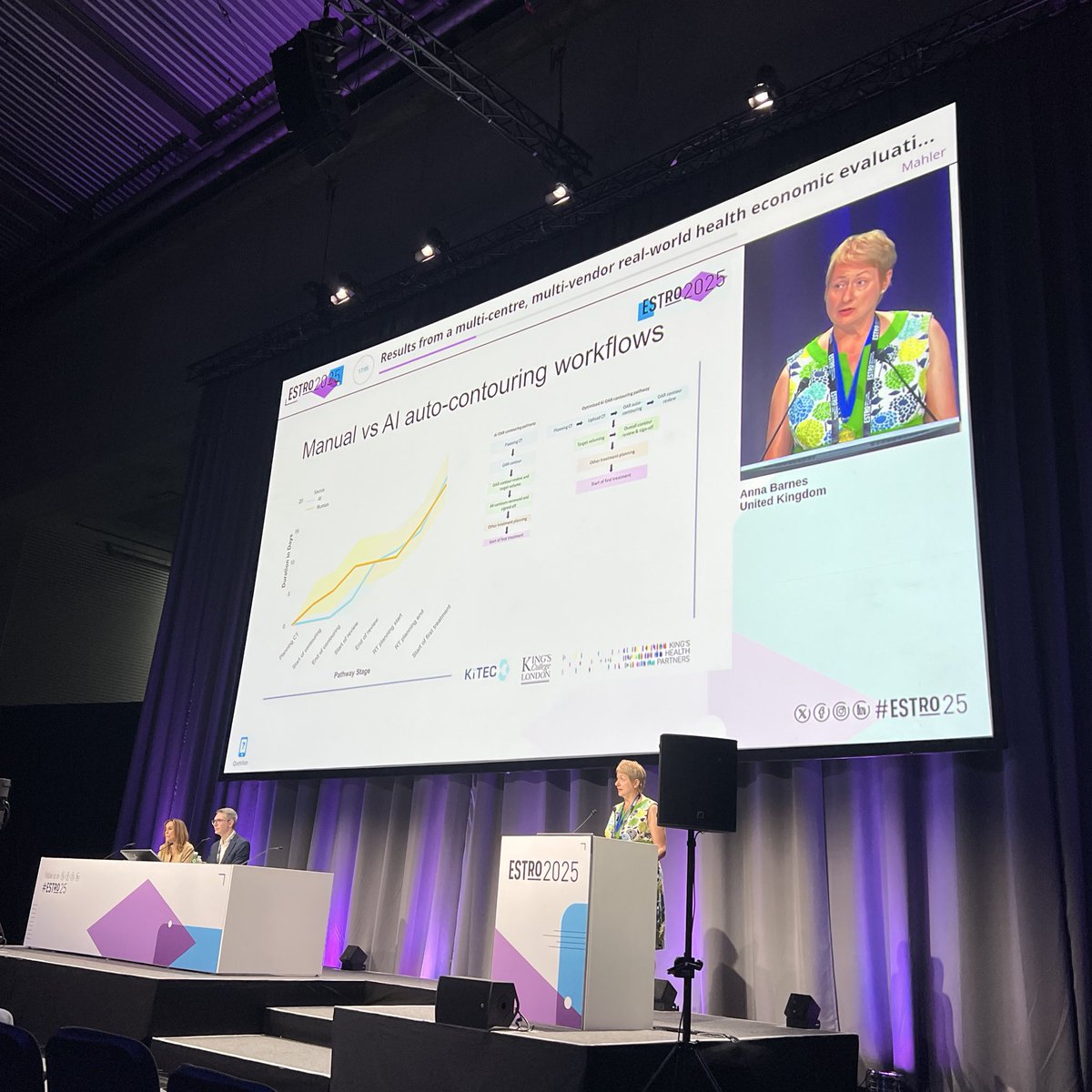 Does AI auto-contouring save time? Dr. Barnes <a href="/DrABarnesFIPEM/">Anna Barnes, PhD, FIPEM, CSci</a> <a href="/NHSuk/">NHS</a> found initial time savings for contouring but increased time required for institutional radiotherapy peer review - wondering how we can leverage AI to streamline peer review workflows #ESTRO25 <a href="/ESTRO_RT/">ESTRO</a>