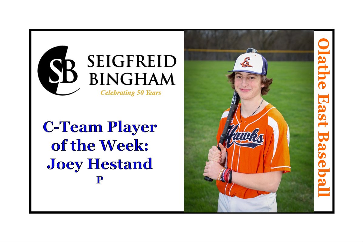 Week 5 brought rain to the C-Team schedule, but that did not prevent Joey Hestand from seizing the opportunity!  He dominated with a stellar 5-2/3IP while also delivering a .500 BA at the plate!  Congratulations Joey, you are the Seigfreid Bingham, P.C. C-Team Player of the Week!