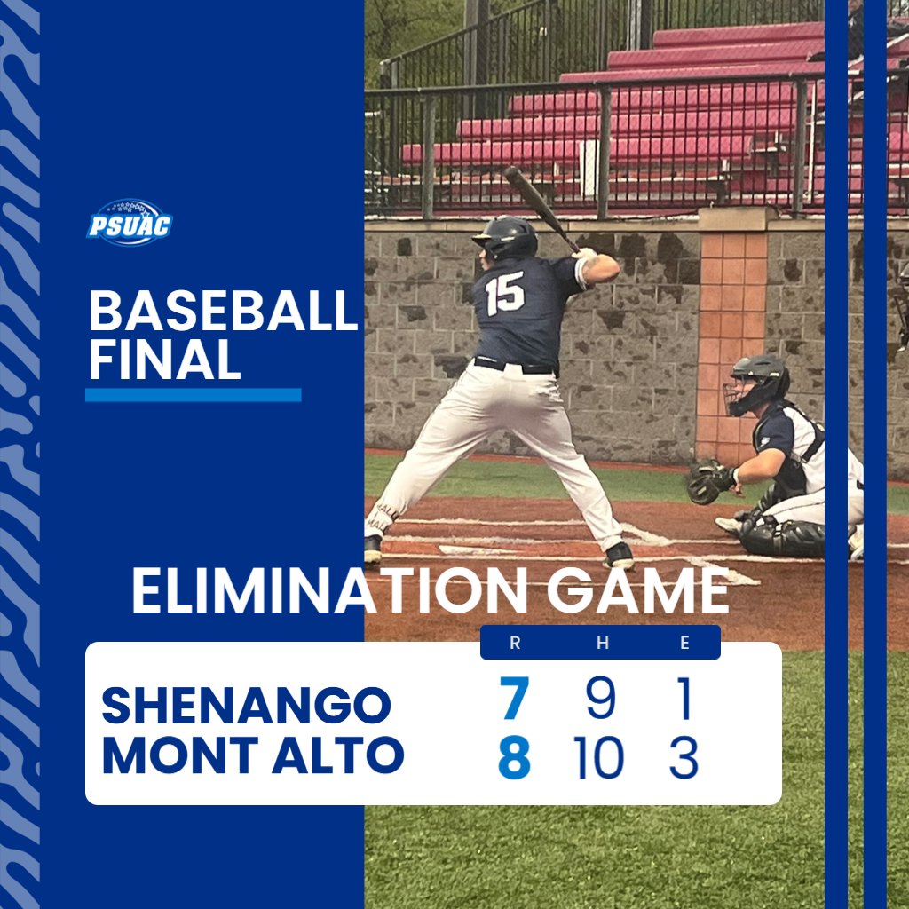 PSUAC (@psuac) on Twitter photo The PSUAC Baseball Championship match-up is set as <a href="/PSUMAathletics/">Penn State Mont Alto Athletics</a> knocks out <a href="/PSUSHAthletics/">Penn State Shenango Athletics</a> to advance to Sunday's championship game against <a href="/psdubathletics/">psuduboisathletics</a> at 12 pm! A back-and-forth 8-7 win keeps Mont Alto alive for a title! The PSUAC Baseball Championship match-up is set as <a href="/PSUMAathletics/">Penn State Mont Alto Athletics</a> knocks out <a href="/PSUSHAthletics/">Penn State Shenango Athletics</a> to advance to Sunday's championship game against <a href="/psdubathletics/">psuduboisathletics</a> at 12 pm! A back-and-forth 8-7 win keeps Mont Alto alive for a title!
