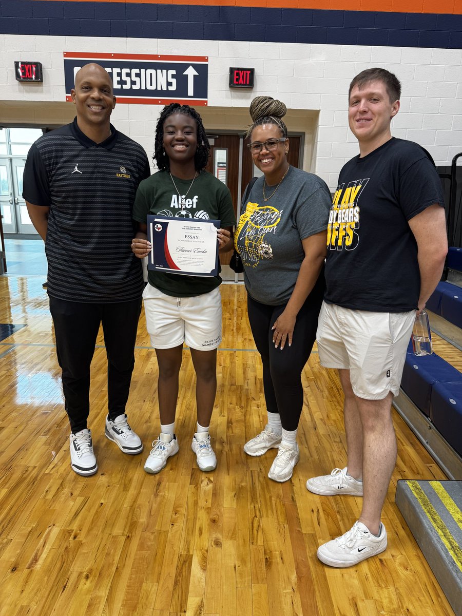 Congratulations to Favour on winning the essay scholarship during halftime of today’s Greater Houston All Star Game!