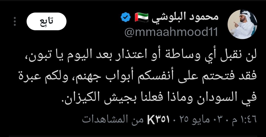 الامارات تعترف بالتدخل العسكري في السودان