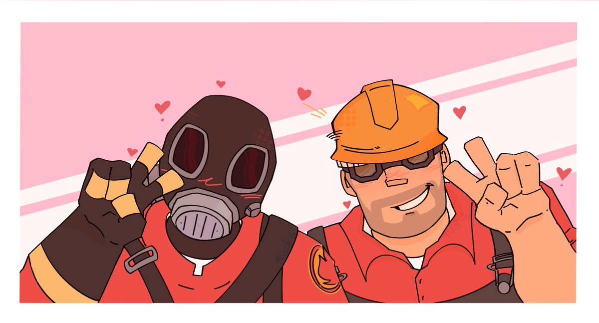 fzzyfruiit's tweet image. A redraw of something I did for my friend‼️ they’re so cute #tf2