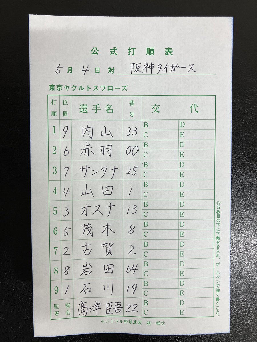 swallowspr's tweet image. 5月4日(日)
vs.阪神タイガース
スワローズ本日のスタメン
#swallows
#捲土重来