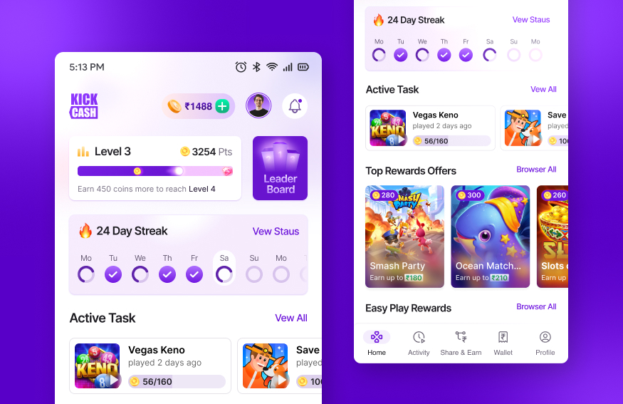 Gaming Rewards Apps design