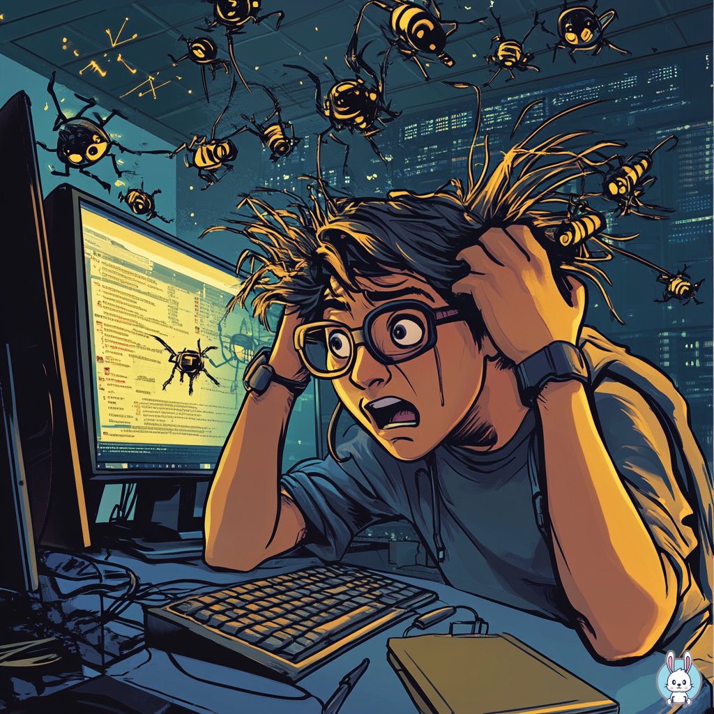 rabbitsoftltd's tweet image. Finding a bug after hours of searching, only to realize it's a missing semicolon...classic! 😂 #DebuggingDiaries #ProgrammingFails #HumorInCoding. Visit us at rabbit-software.com.sg