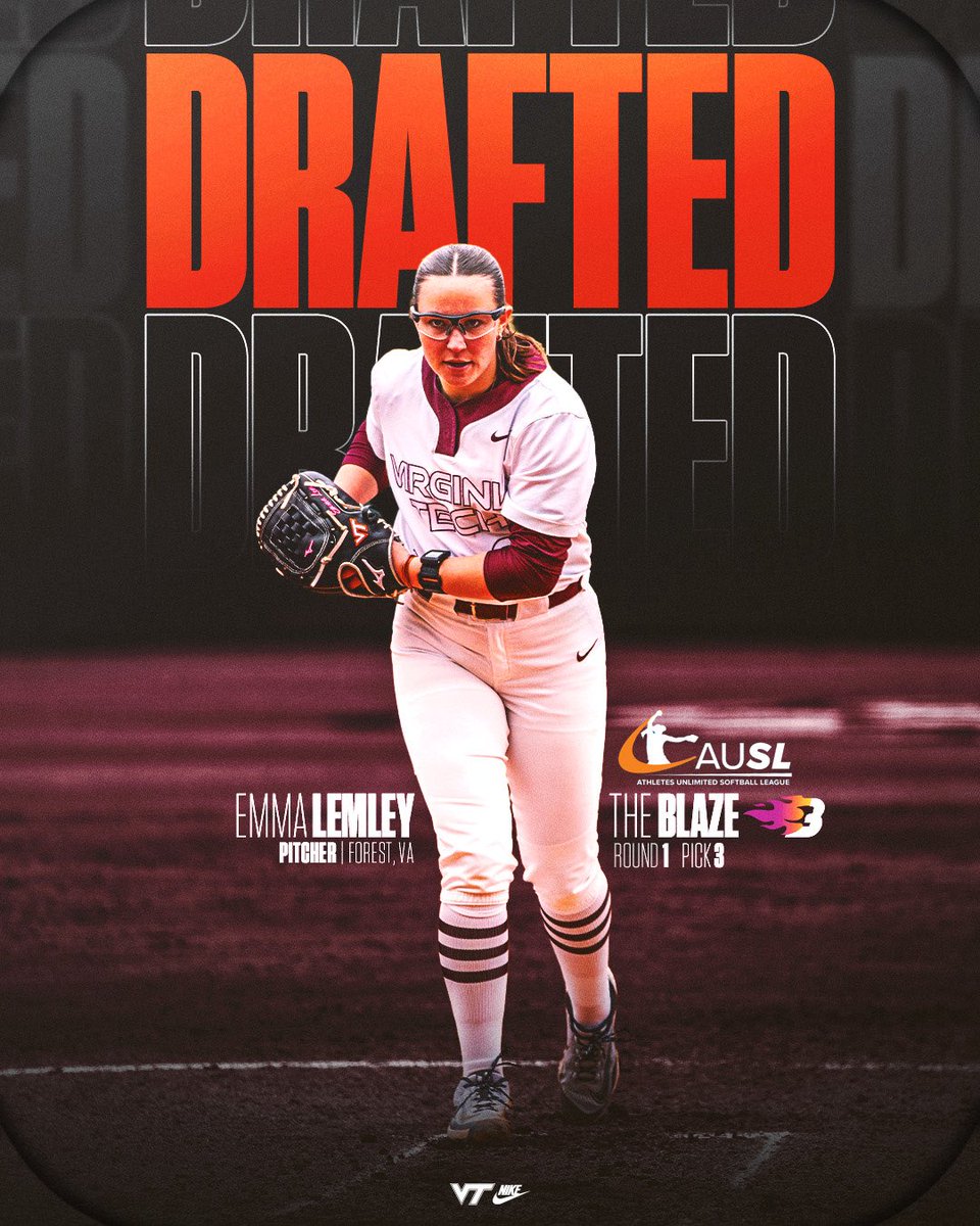 Virginia Tech Softball (@hokiessoftball) on Twitter photo SHE’S A PRO!!!
With the third overall pick, the Blaze select Emma Lemley!
#Hokies🥎 | <a href="/Emmmaaclairee/">Emma Lemley</a> SHE’S A PRO!!!
With the third overall pick, the Blaze select Emma Lemley!
#Hokies🥎 | <a href="/Emmmaaclairee/">Emma Lemley</a>