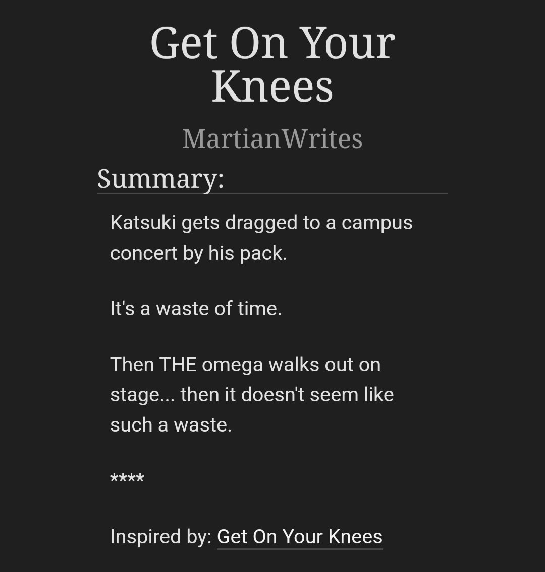 MartianWrites's tweet photo. Get on your knees:
Omegaverse
#bkdk
#krmina
Its music inspired, the thread is some where on my profile hut im lazy gang! π Enjoy! π«ΆπΎ https://t.co/c4k1PddKQX