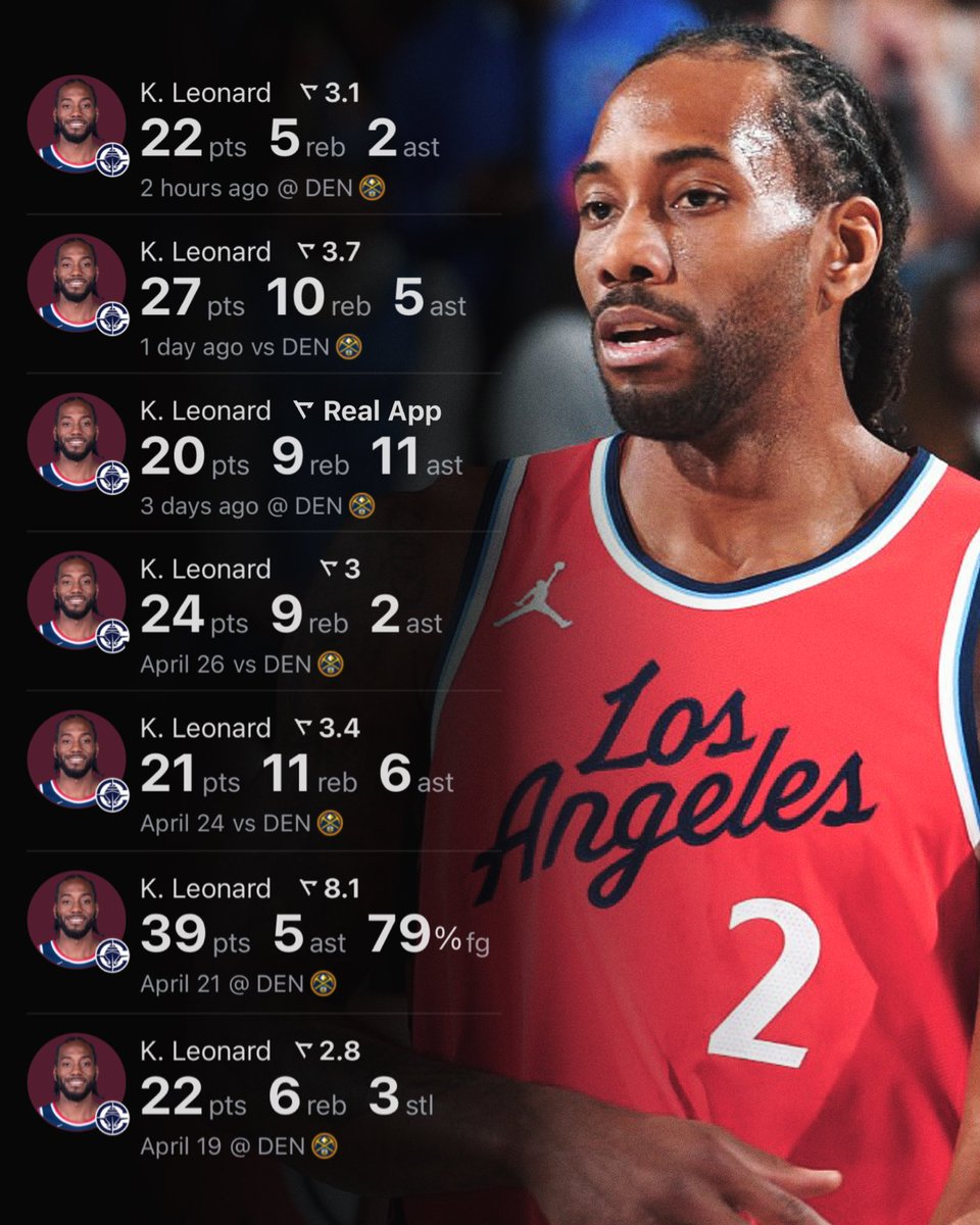 Kawhi Leonard in the first round:

25.0 PPG
7.6 RPG
4.7 APG
2.1 3PM
63.0% TS