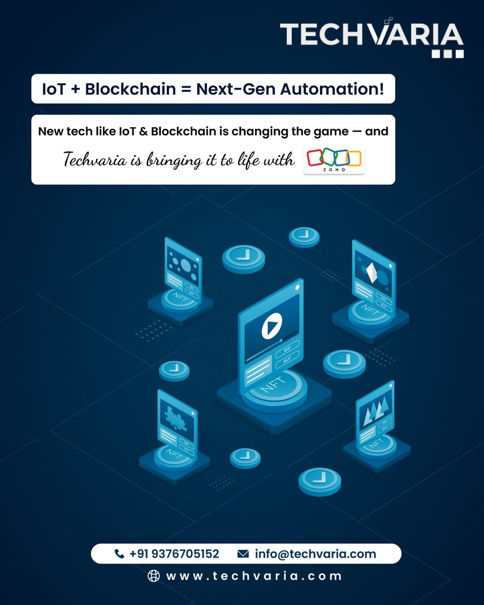 Techvaria_s's tweet image. Smarter tech with IoT + Blockchain powered by Zoho! ⚙️

Techvaria is making future-ready solutions a reality. 💼

🌍 Visit: zurl.co/9pw9N 
📞 +91 9376705152

#NextGenTech 
#IoTBlockchain 
#Techvaria