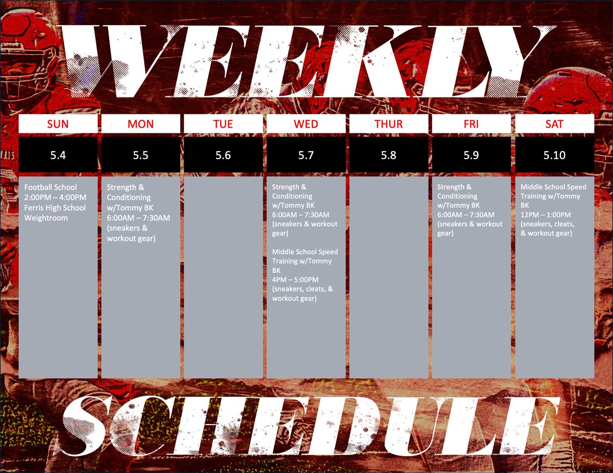 UPDATED Schedule for the week of 5.4.25 🔥 💪🏽

#offseasonwork #throwupthex #thehill