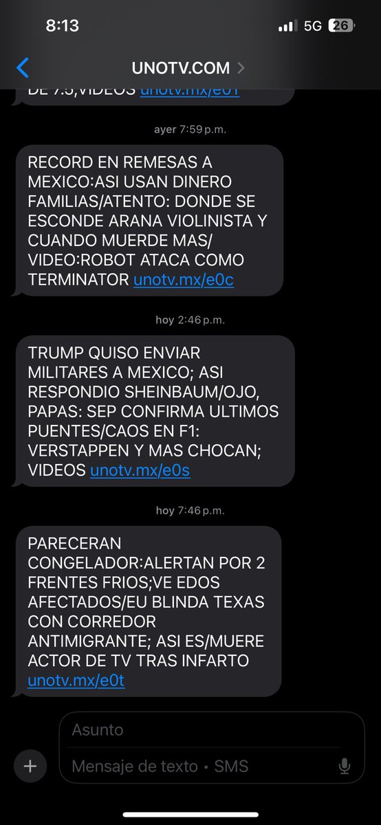 Iomardg's tweet photo. @Telcel mas de dos meses pidiendo cancelen un servicio de mensajes de @unotv que no solicité, con la falsa promesa de cancelarlo. @arturoelias @joeaboum por favor cancelen ese servicio que me desagrada, que no contrate, que no pedí y por favor que aprenda a escribir sus mensajes. https://t.co/akMW6QRDuy