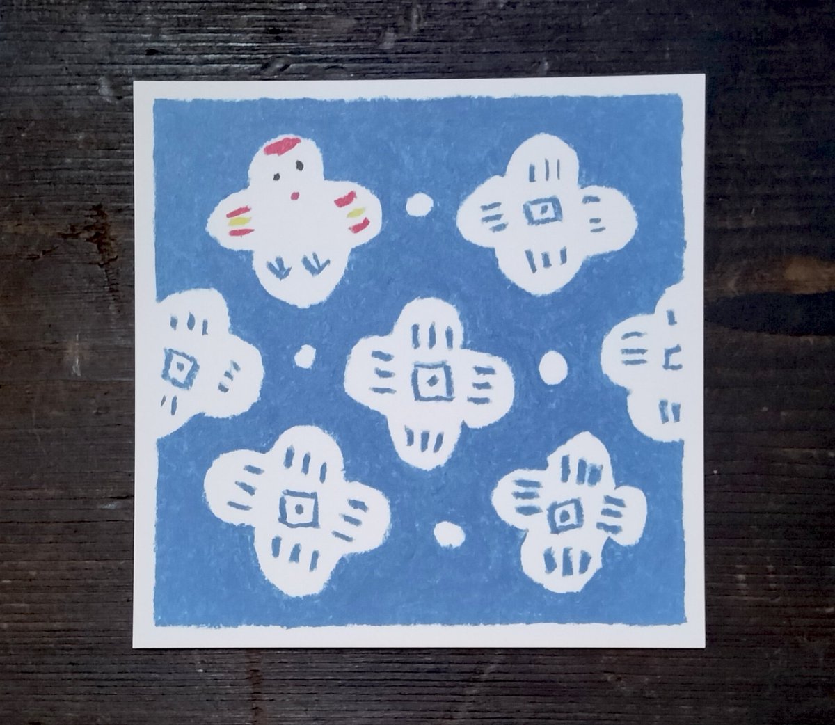 営業してます。セール開催中です。
ヨツモトユキさんのポストカードです。花の中にコトリが紛れています。隠れているのかな。

#ヨツモトユキ　#ポストカード　#小鳥　#花　#ぺぱむら　#紙モノ　#紙雑貨　#西荻窪