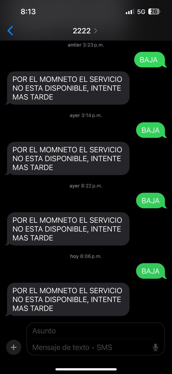 Iomardg's tweet photo. @Telcel mas de 2 meses pidiendo cancelen un servicio de mensajes de @UnoTvNoticias  que no solicité, con la falsa promesa de hacerlo @arturoelias @joeaboum por favor cancelen ese servicio que desagrada, que no contrate, que no pedí y por favor que aprenda a escribir sus mensajes. https://t.co/tNBoKppuOp