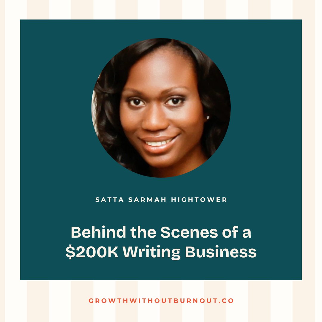 At the Growth Without Burnout Summit, Satta Sarmah Hightower shares: “Behind the Scenes of a $200K Writing Business”
🗓️ May 6–9, 2025 | 100% Free
🔗 growthwithoutburnout.co