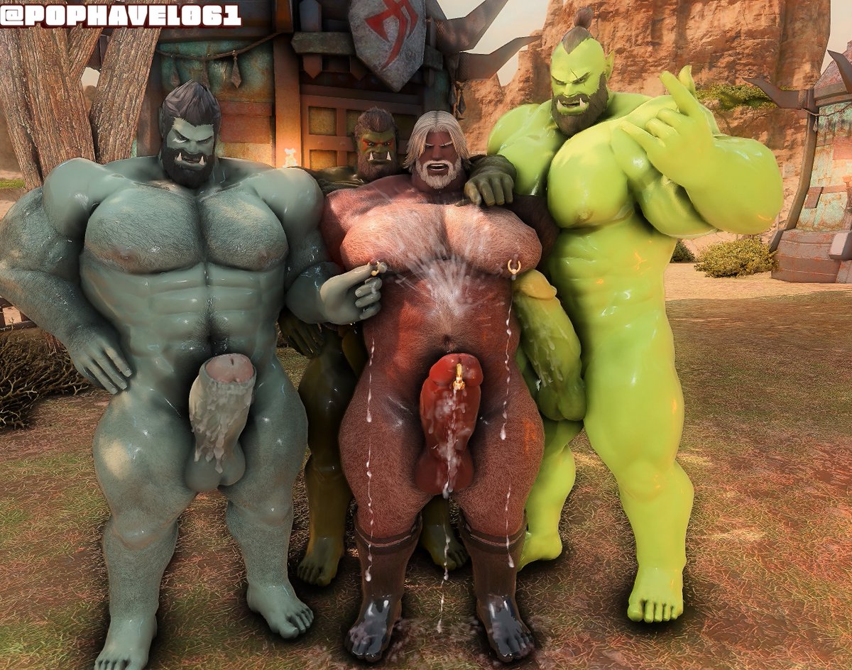 Say cheese!  

Group photo of General Halvar captured in the orc camp.

Commission <a href="/TheAldredsan/">Tatsuki</a> 

#roegadyn #bara #ffxiv #ffxivnsfw #nsfw #Orc