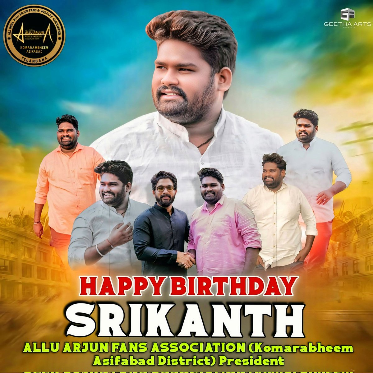 AIAFWAASF's tweet photo. కొమురంభీం ఆసిఫాబాద్ జిల్లా అల్లుఅర్జున్ ఫ్యాన్స్ అసోసియేషన్ జిల్లా అధ్యక్షులు గోగర్ల శ్రీకాంత్ అన్న గారికి జన్మదిన శుభాకాంక్షలు💐 @SrikanthGogarl3 https://t.co/nA1mwLvbbk