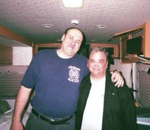 With James Gandolfini filming the Sopranos episode “The Test Dream” in 2004.