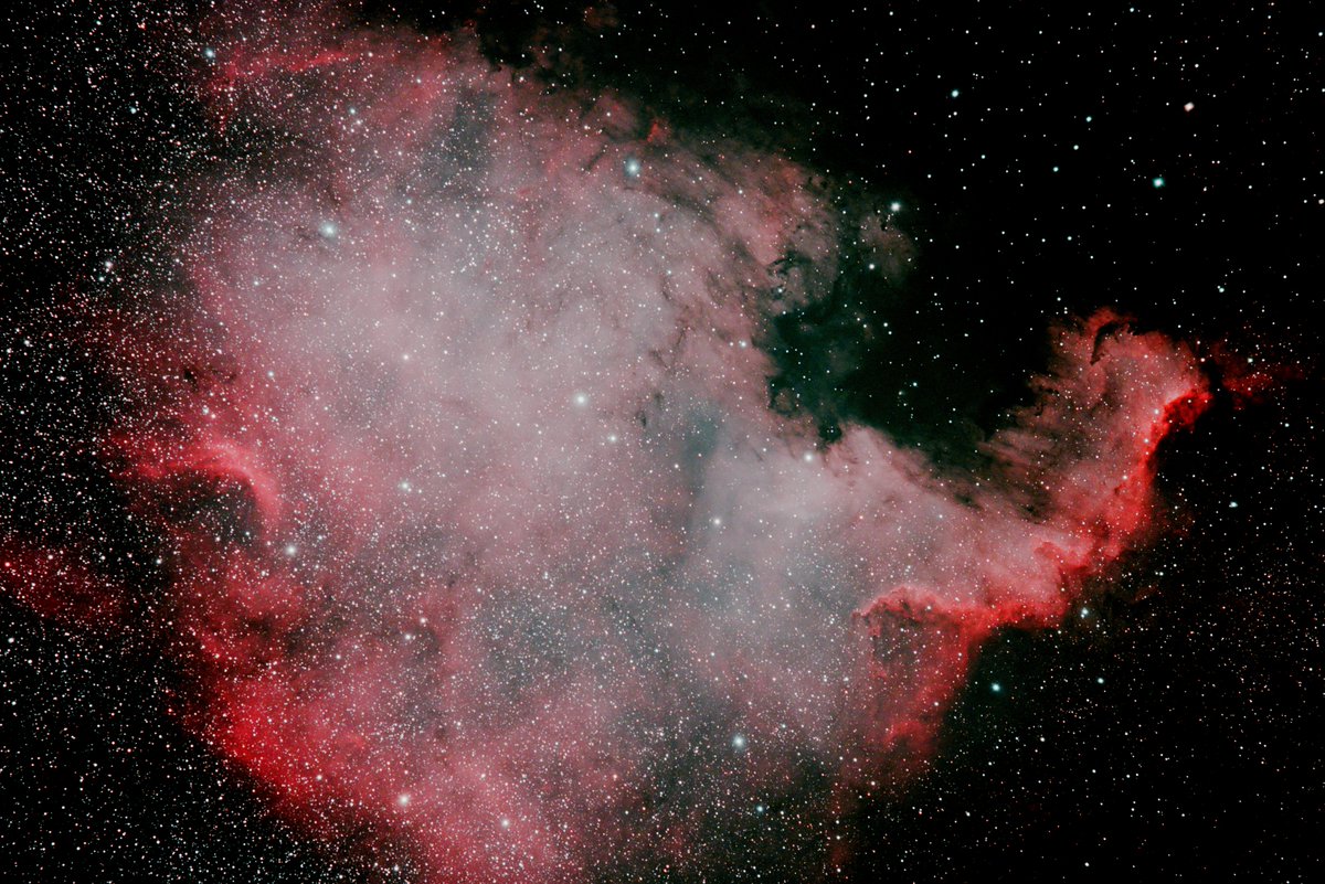 SpacePicture's tweet image. #天体写真
北アメリカ星雲（NGC7000）　868mm
EOS6D改　ISO3200　露出16分＊6枚＝96分
Darkあり
撮影開始当初、R200SS（800mm）でよく撮影していた