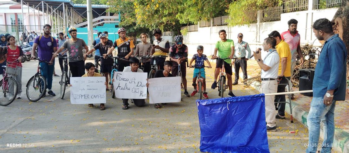 OfficialJipmer's tweet image. A big THANK YOU to everyone who joined today’s #SundayOnCycle at #JIPMER!
Great energy, great turnout & great spirit!
Let’s keep moving towards a healthier tomorrow.
#FitIndiaMovement #JIPMERFit #CycleForHealth #FitnessKiDoseAadhaGhantaRoz #JIPMERPRO