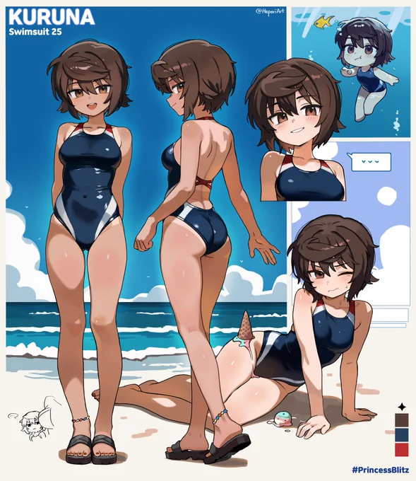 Character Sheet for my OC, Kuruna (swimsuit 25)#princessblitz  