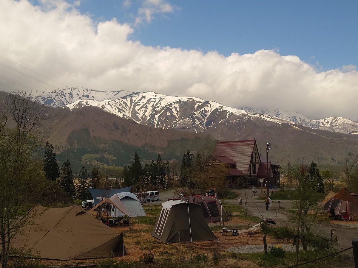 #森のわさび農園
2日目少し雲が残っていて風強目
タープしまうか悩み中…🤔💭