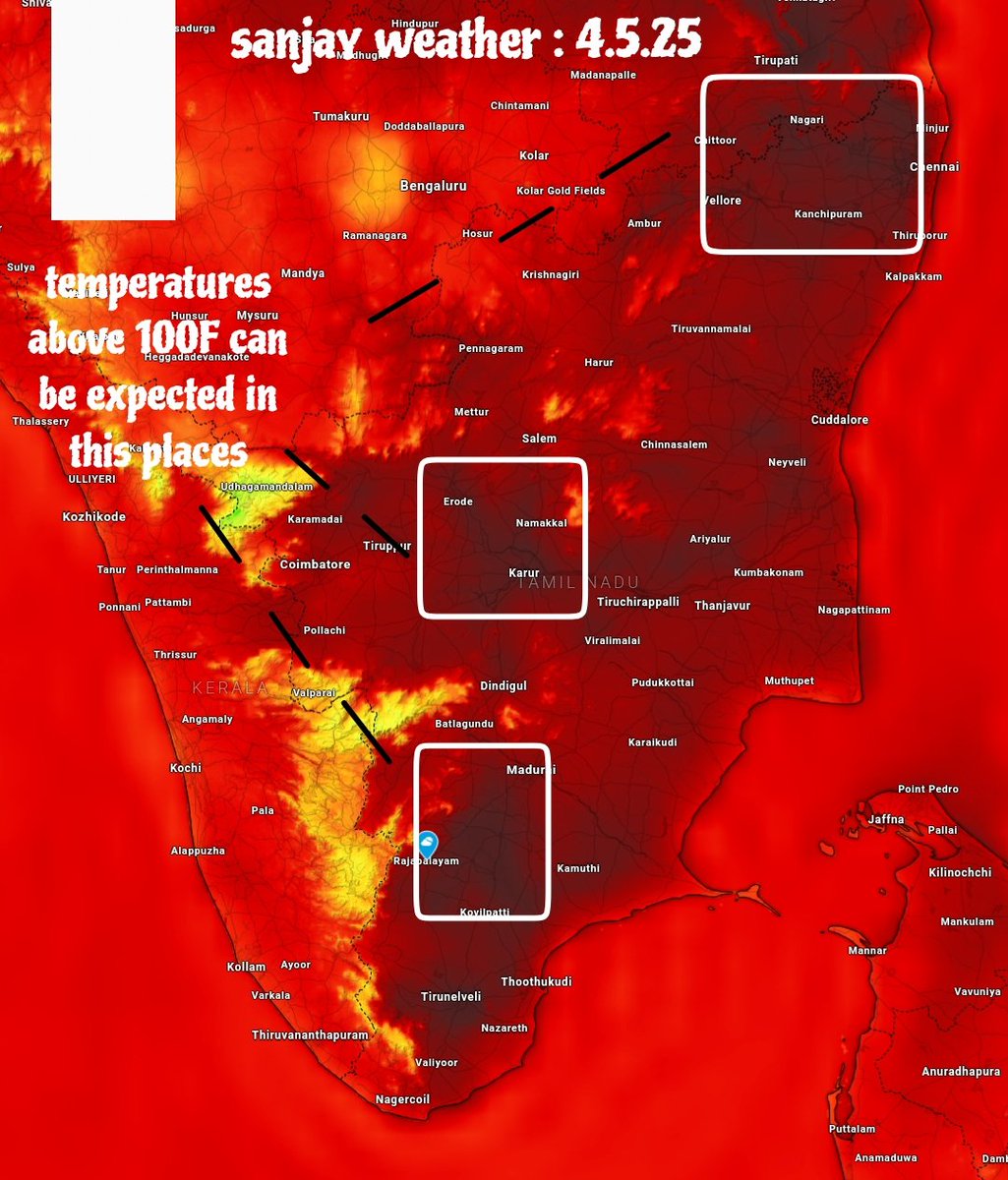 sanjayweather_c's tweet photo. #Heat_wave Today's temperature is expected to exceed 100F in the following areas: #Erode, #Namakkal, #Salem, #Karur, #Madurai, #Vellore, #Ranipet. https://t.co/wXQi6Qzw1p