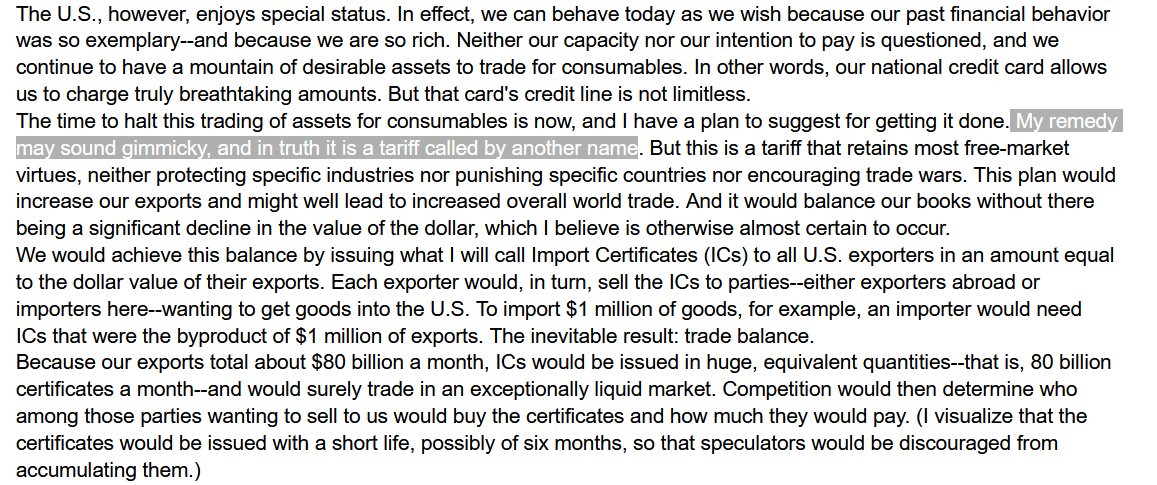 "America's Growing Trade Deficit Is Selling The Nation Out From Under Us. Here's A Way To Fix The Problem --And We Need To Do It Now" - Warren Buffet, 2003

money.cnn.com/magazines/fort…