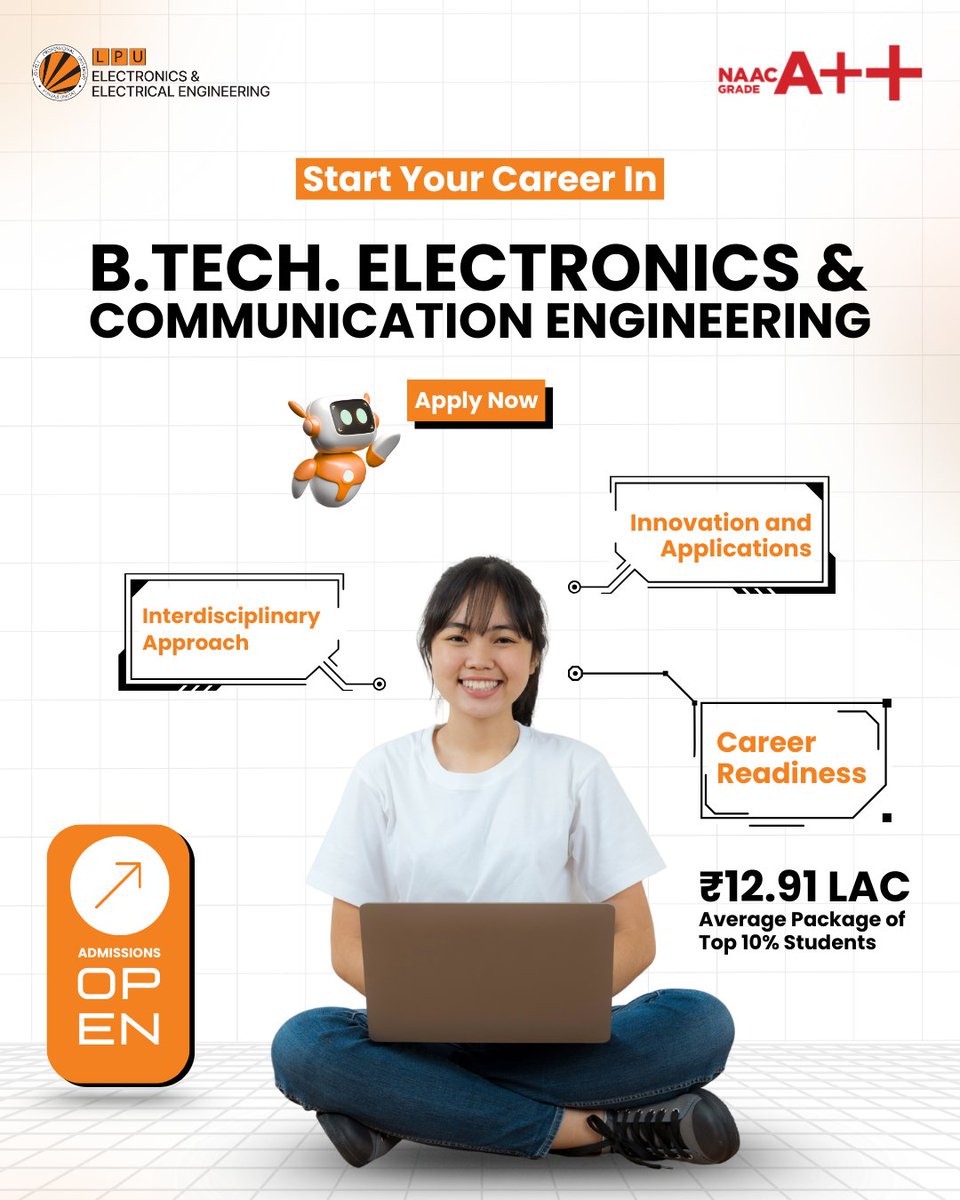 LPU_EEE's tweet image. 🚀 Start Your Career in B.Tech. Electronics &amp;amp; Communication Engineering! 🎓

🔹 Interdisciplinary Approach
🔹 Innovation &amp;amp; Real-World Applications
🔹 Career Readiness Guaranteed

📢 Admissions Open! Apply Now! @lpuuniversity  

#EngineeringDreams #ECE…