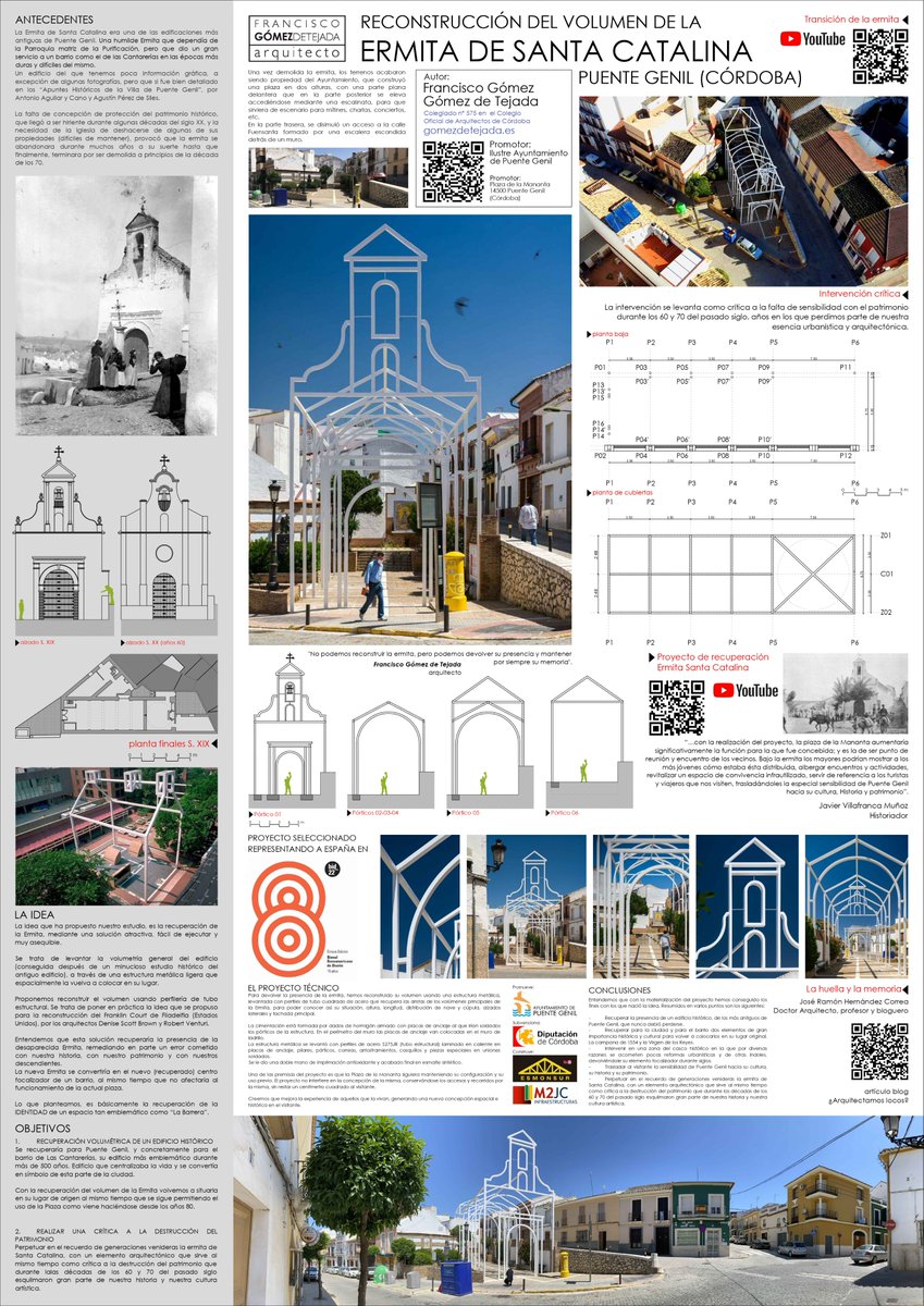 "No podemos reconstruir la Ermita, pero podemos recuperar su presencia y mantener por siempre su memoria".

Reconstrucción del volumen de la desaparecida Ermita de Santa Catalina | Francisco Gómez de Tejada | Puente Genil (Córdoba) | 2020.
gomezdetejada.es/proyectos/recu…