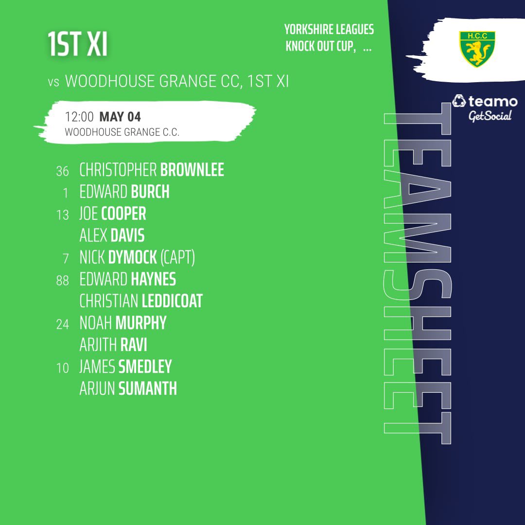 Hallam CC (@hallamcc) on Twitter photo Good luck to the 1s today in their Yorkshire Cup game at <a href="/WoodhouseGrange/">Woodhouse Grange Cricket Club</a>
#gowell #greenandgold ๐๐ Good luck to the 1s today in their Yorkshire Cup game at <a href="/WoodhouseGrange/">Woodhouse Grange Cricket Club</a>
#gowell #greenandgold ๐๐
