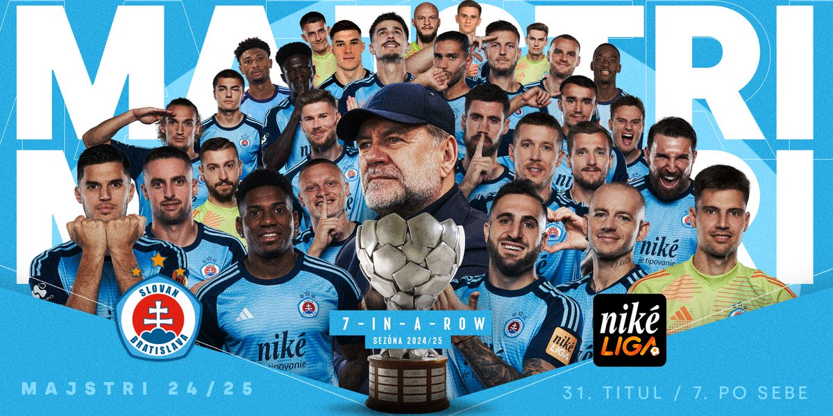 ŠK Slovan Bratislava získal rekordný siedmy majstrovský titul v rade. 

Siedmym titulom v rade (2019, 2020, 2021, 2022, 2023, 2024, 2025) sme opäť prepísali históriu. Ešte nikto v histórii slovenského futbalu nevyhral ligu sedemkrát v rade.