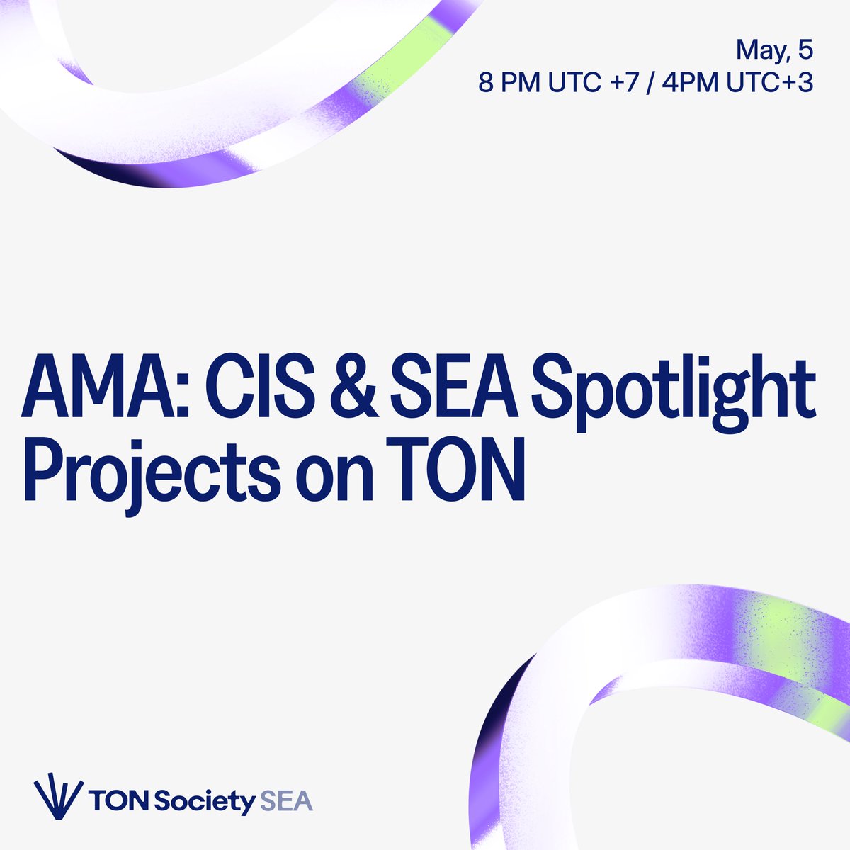 TON Society SEA (@ton_societysea) on Twitter photo 💎 AMA: CIS & SEA Spotlight Projects on TON
Join us for a special AMA featuring 5 standout TON projects from @TONSocietyCIS (Commonwealth of Independent States) and <a href="/TON_SocietySEA/">TON Society SEA → TON SSEA Hub</a> (Southeast Asia)— showcasing projects in real-time gaming, crypto donations, portfolio tracking, 💎 AMA: CIS & SEA Spotlight Projects on TON
Join us for a special AMA featuring 5 standout TON projects from @TONSocietyCIS (Commonwealth of Independent States) and <a href="/TON_SocietySEA/">TON Society SEA → TON SSEA Hub</a> (Southeast Asia)— showcasing projects in real-time gaming, crypto donations, portfolio tracking,