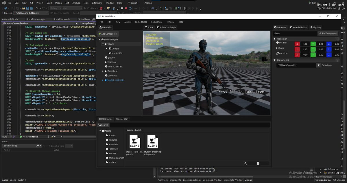 stringvariable's tweet image. First look of my personal game engine project called the Aronno Engine (still in development) #game #gameengine #solodev #unity #ue5 #godot