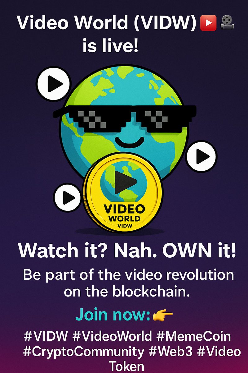 googleaitoken's tweet photo. https://t.co/Wm8NIablLL
/0x26527be17a0fa6ded74c13b6ed
85c828e5764444
https://t.co/6cW3pKBy7X
?outputCurrency=
0x26527be17a0fa6ded74c13b6ed8
5c828e5764444
Join the movement. Meme, laugh, earn.
#VIDW #VideoWorld #BSC #MemeCoin #Crypto #binance #kripto #memecoin https://t.co/btOGVcYl3j