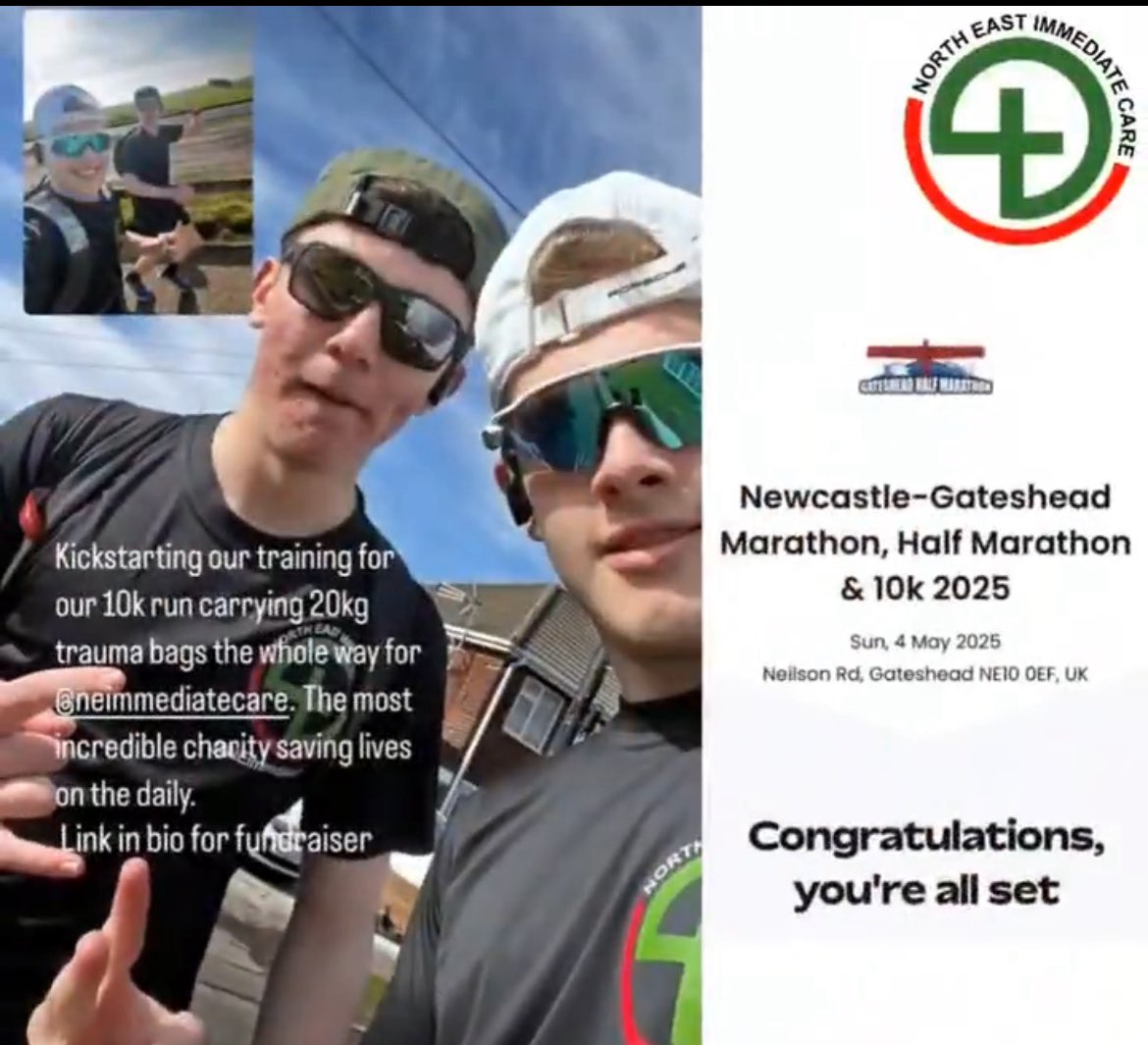 NEImmediateCare's tweet image. Could you support Harry &amp;amp; Isaac who have just started the Gateshead 10k to raise funds to help our team of volunteer doctors and paramedics who work across the North East to support the NHS? 

justgiving.com/page/harryandi…