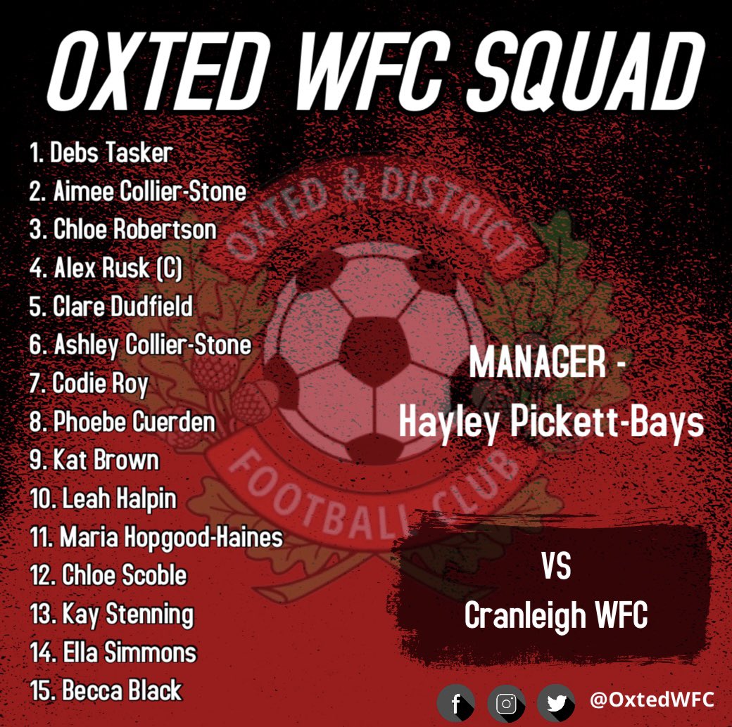 For the final time this season, our team line up to face @cranleighfcwomens 🔥  A win today secures our top of the league spot &amp; promotion for next season - LETS GO! 💪🏽🙌🏻☝🏼

We are proudly sponsored by @brewerspaints &amp; @titseybrewingco ❤️