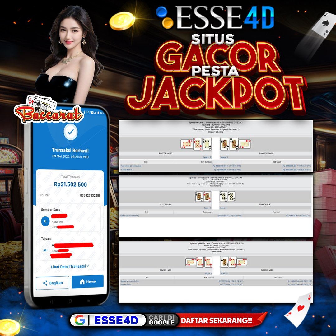 esse4d's tweet photo. ✅ Server Thailand
✅ Tanpa Pola Banjir Scatter
✅ Pecahan X10 Petir Autoo Nyamber
✅ Konek Full Layar

LINKDAFTAR:https://t.co/D2Sy2VLSE2

#viral #fyp #foryou #IndonesiaGelap #sorotan #semuaorang #viralindo #terbaru #hotelparadise #esse4d https://t.co/qSdqZR2DRV