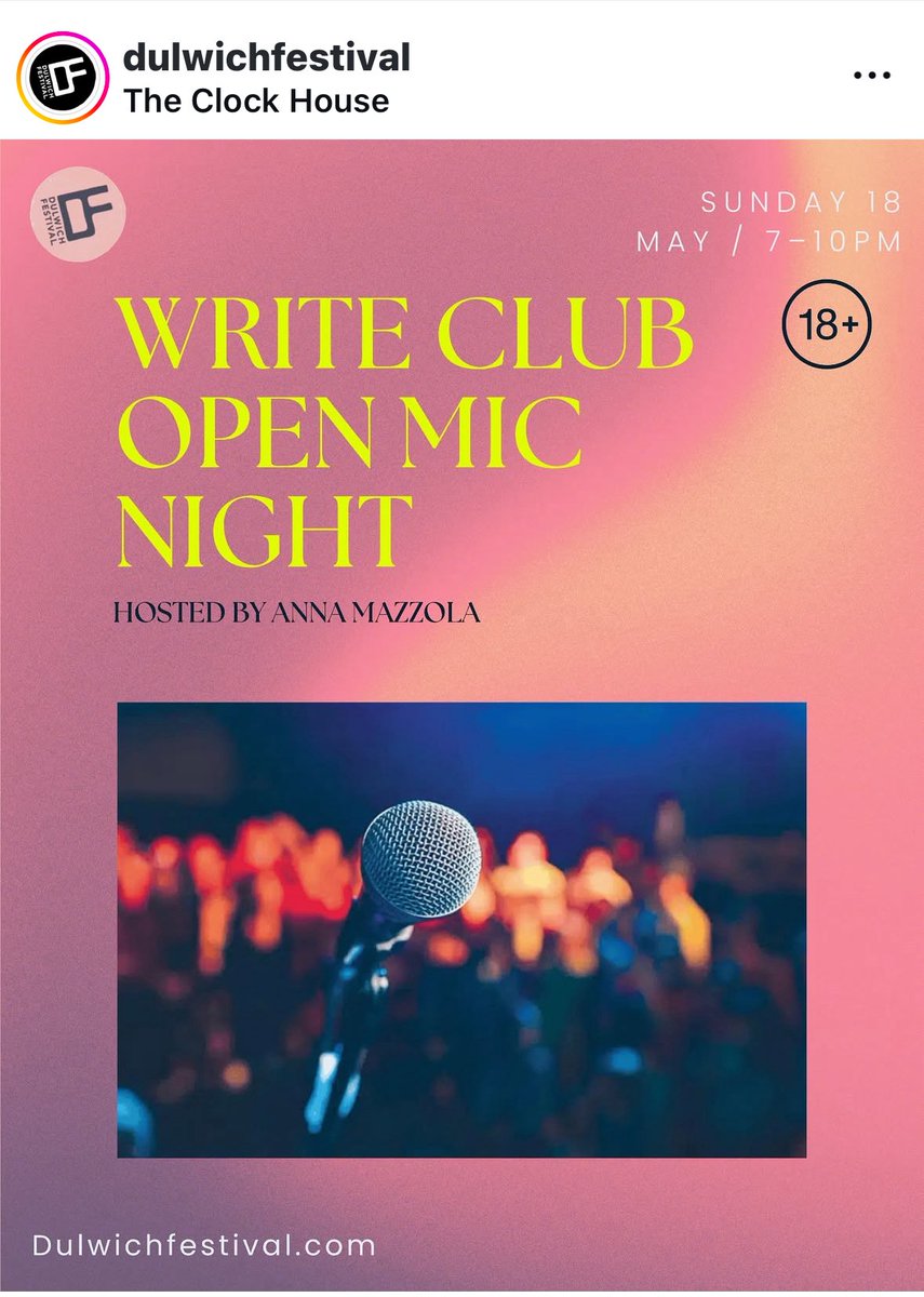 Anna Mazzola - Find me on BlueSky etc instead (@anna_mazz) on Twitter photo Delighted to be hosting this free event in Peckham on 18 May as part of <a href="/dulwichlitfest/">@dulwichlitfest</a>
Come read us your flash fiction, poetry, snippets of short stories or novels or non fic or WHATEVER. Spread the word. dulwichfestival.co.uk/event/write-cl⦠Delighted to be hosting this free event in Peckham on 18 May as part of <a href="/dulwichlitfest/">@dulwichlitfest</a>
Come read us your flash fiction, poetry, snippets of short stories or novels or non fic or WHATEVER. Spread the word. dulwichfestival.co.uk/event/write-clā¦
