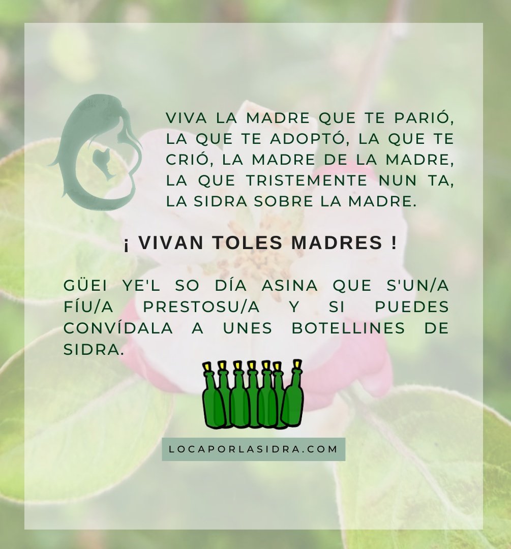 ¡¡ ℙ𝕣𝕖𝕤𝕥𝕠𝕤𝕦 #𝗱𝗶́𝗮𝗱𝗲𝗹𝗮𝗺𝗮𝗱𝗿𝗲 a toes eses 𝕞𝕒𝕕𝕣𝕖𝕤  𝘆 𝕝𝕝𝕠𝕢𝕦𝕚𝕟𝕖𝕤 🤪 𝗽𝗼𝗹𝗮 𝕤𝕚𝕕𝕣𝕒 🍾 !!
A ver si los vuesos fíos/es anímense y vos conviden a unes botellines de sidra

#lloquinespolasidra #madrenohaymasqueuna y tan #sidrera #comotúninguna