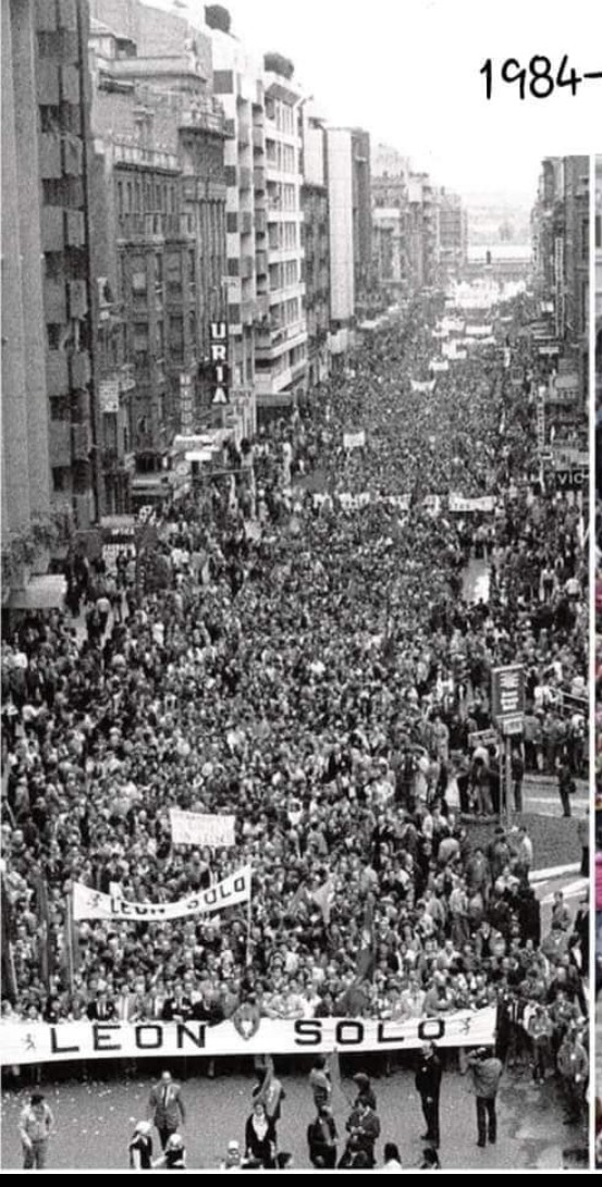 pecisti's tweet image. 4 de mayo de 1984,  100.000 leoneses salen a la calle para reclamar la autonomía que Martín Villa y otro oscuro personaje nos habían usurpado a los leoneses. Al final la dictadura se impuso a la democracia y a la Constitución y hoy, 41 años después seguimos en la lucha
