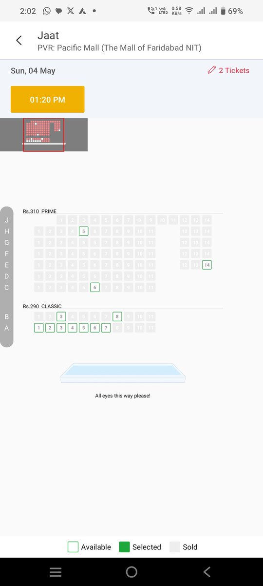 nripendraj9's tweet photo. @LegendDeols @MythriOfficial @AAFilmsIndia @peoplemediafcy @megopichand @MaxMediaSai @aapkadharam Occupancy level of Mass #BlockbusterJaat in 4th week 🔥🔥
in Minimum shows,also on Extremely ODD timing
#Jaat is a CLEAN HIT &amp; now increasing towards SUPERHIT if retains shows in coming weeks
#SunnyDeol is AGELESS REAL ORGANIC SUPERSTAR of Indian Cinema 💪💪
@RandeepHooda Superb https://t.co/psxikob3ip