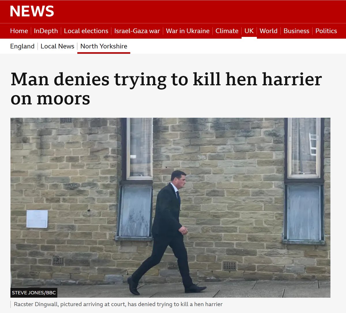 News coverage about first court appearance of Yorkshire Dales gamekeeper Racster Dingwall in relation to alleged conspiracy to shoot a Hen Harrier.

NB: Comments turned off as case is live ⚖️

raptorpersecutionuk.org/2025/05/04/new…
