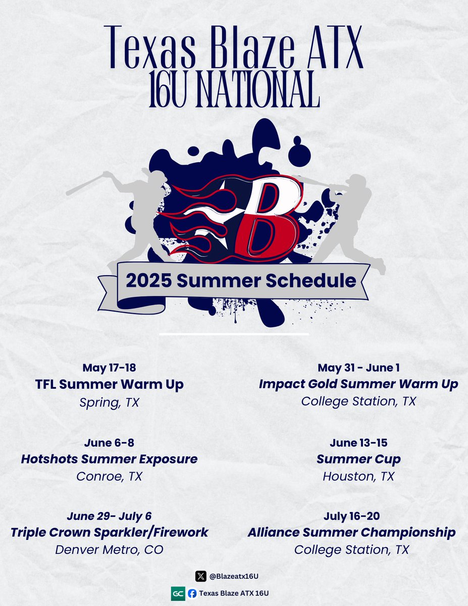 Let’s see what this summer season brings!!!  Here is our schedule!! <a href="/brittosbornexx/">Brittany Osborne</a> <a href="/Blazeatx16U/">BLAZEATX16U</a>